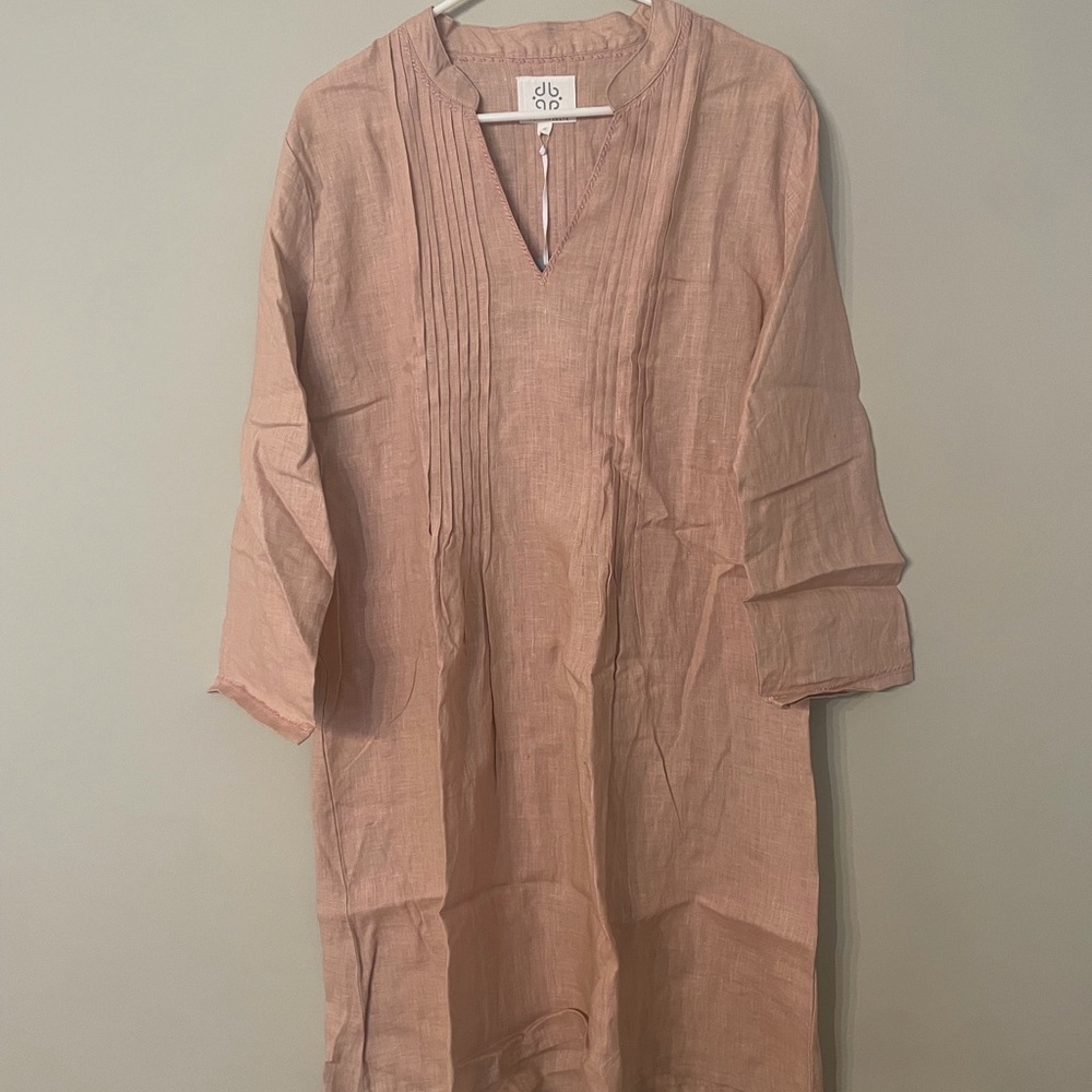 Anthropologie Pomegranate Blush Pink Linen Tunic Dress Small